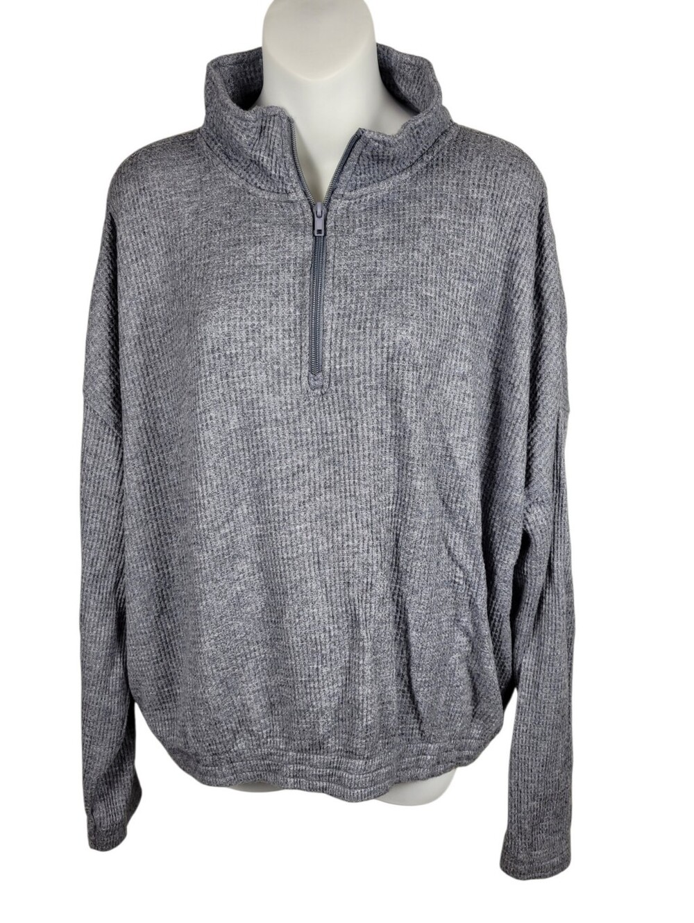 2/$20 George Grey Waffle Pattern Quarter Zip Up Sweatshirt Top Size: XL